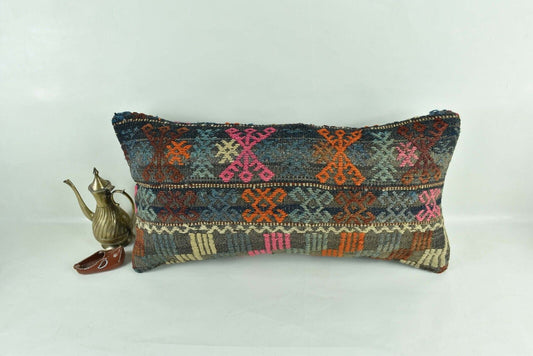 Home Decorative Handmade 12x24 Tribal Vintage Turkish Kilim Pillow Cover 2914