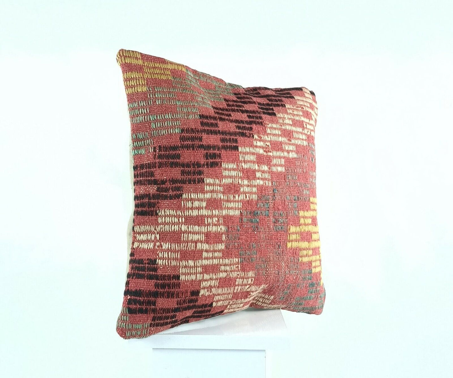 Kilim Pillow Cover 16x16 in Handmade Turkish Sofa Couch Wool Boho Cushion  A472