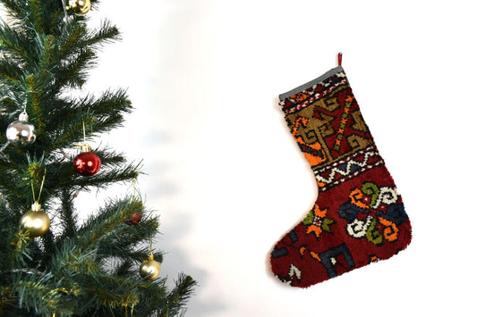 Kilim Christmas Stocking Vintage Rug Stocking Ethnic Decorative Xmas Socks S787