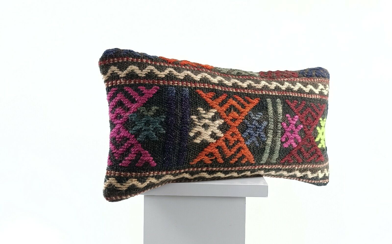 Oushak Pillow Cover 8x16 Handmade Turkish Oriental Kilim Decorative Lumbar E742