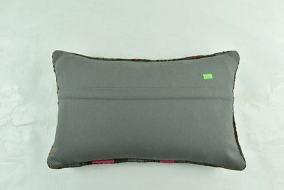 Kilim Pillow Cover 12x20 Turkish Handmade Vintage Couch Lumbar Cushion  A1862