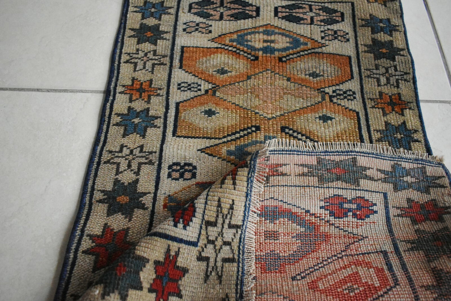 2.7x1.6 ft Small Turkish Runner Vintage Oushak Rug Anatolian Rug Faded Rug Y27