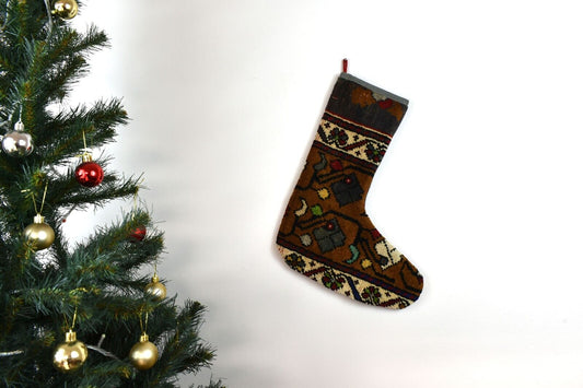 Kilim Christmas Stocking Vintage Rug Stocking Ethnic Decorative Xmas Socks S755