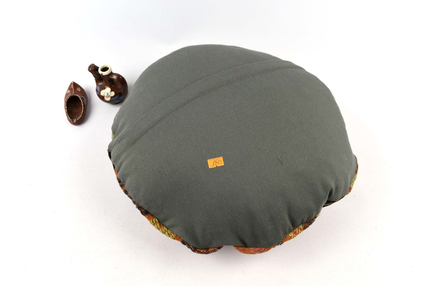 Kilim Round Pillow Cover 18" in Tribal Vintage Turkish Carpet Round Cushion 4961