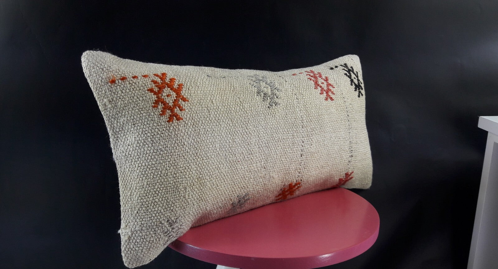 10x20 Kilim Lumbar Pillow Cover Vintage Ethnic Oushak Kilim Pillow Cover E1131