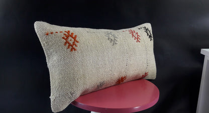 10x20 Kilim Lumbar Pillow Cover Vintage Ethnic Oushak Kilim Pillow Cover E1131