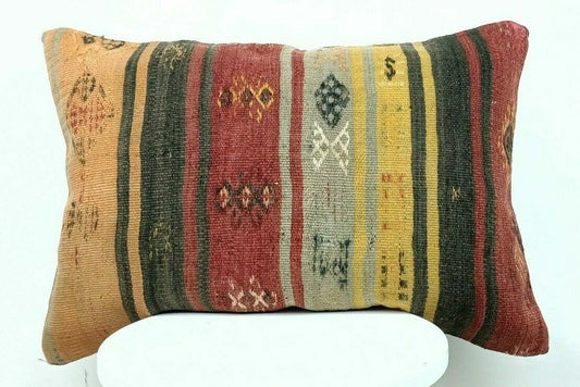 Kilim Lumbar Pillow Handknotted Oushak Rug Oriental Bohemian Ethinc Cushion E502