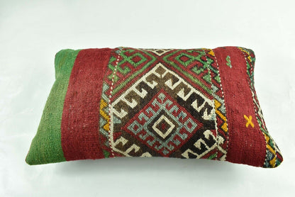 Kilim Pillow Cover 12x20 Turkish Handmade Sofa Couch Floor Lumbar Cushion A1782