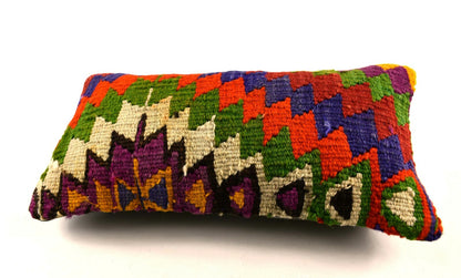 8x16 Kilim Pillow Cover Vintage Tribal Oushak Kilim Ethnic Lumbar Cover A2968