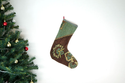 Kilim Christmas Stocking Vintage Rug Stocking Ethnic Decorative Xmas Socks S441