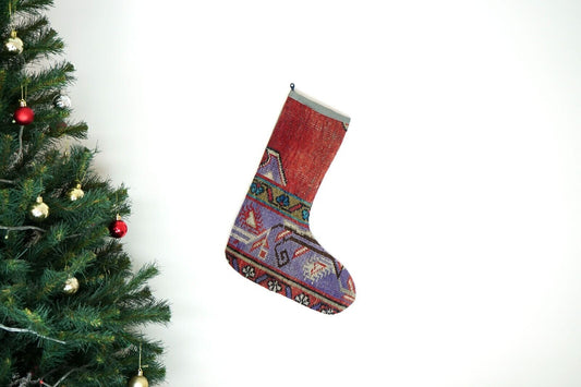 Kilim Christmas Stocking Vintage Rug Stocking Ethnic Decorative Xmas Socks S511