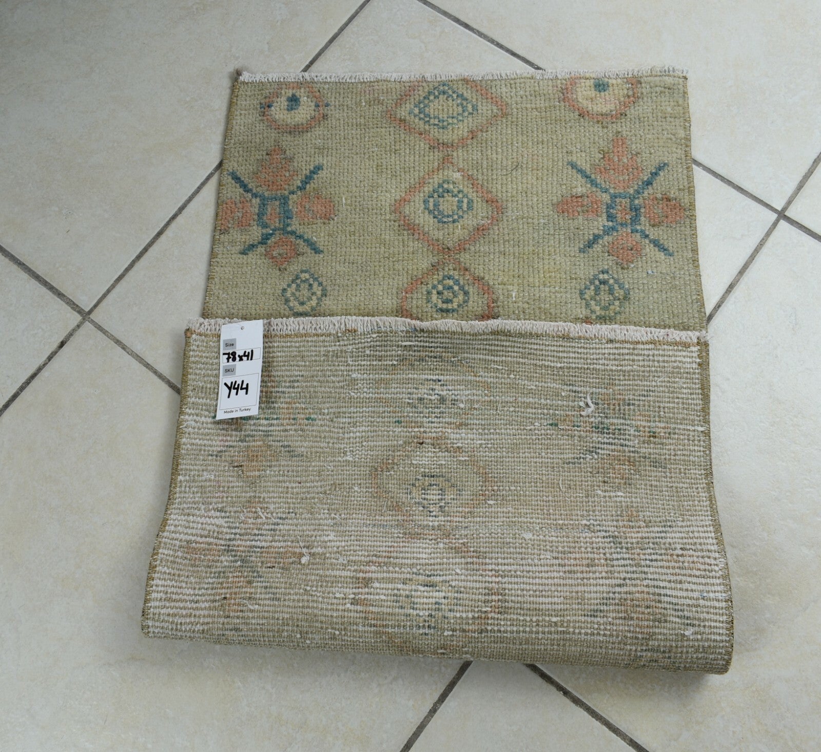 Anatolian Runner 2.5x1.3 ft Vintage Turkish Runner Oushak Runner Rug Y44