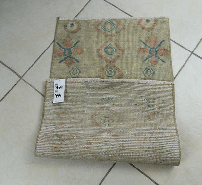 Anatolian Runner 2.5x1.3 ft Vintage Turkish Runner Oushak Runner Rug Y44