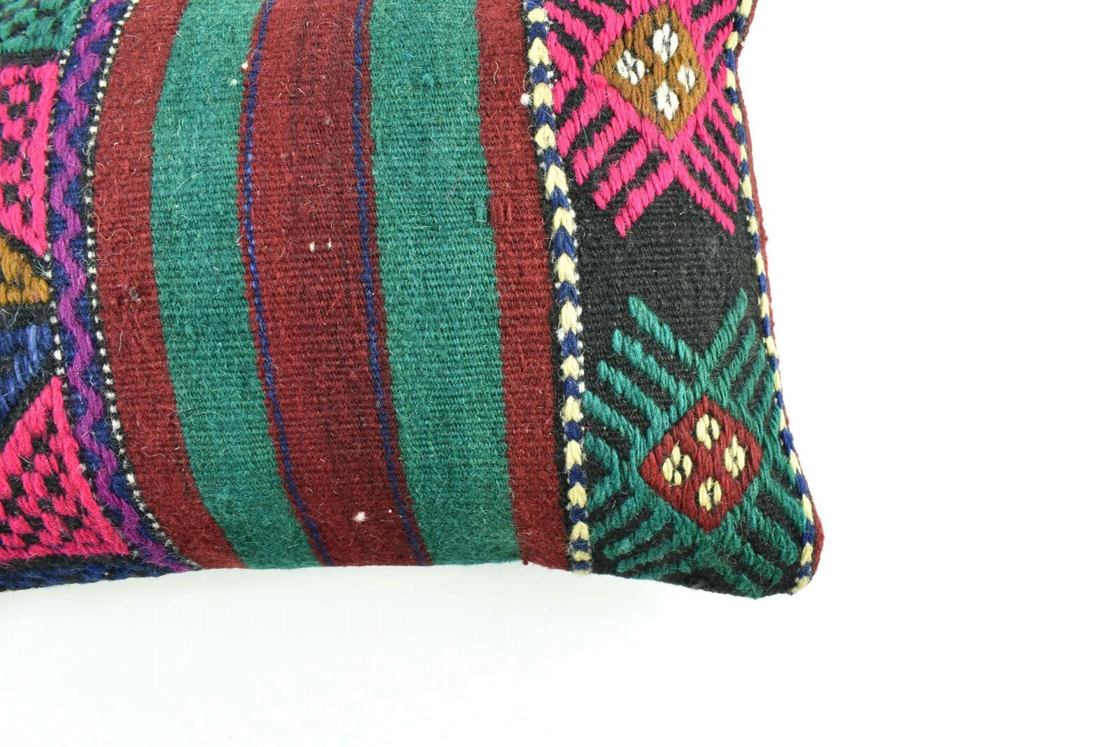 Kilim Pillow Cover 12x20 Turkish Handmade Vintage Couch Lumbar Cushion  A1825