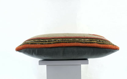 8"x16" Kilim Pillow Cover Handwoven Turkish Rug Traditional Oriental Lumbar E735