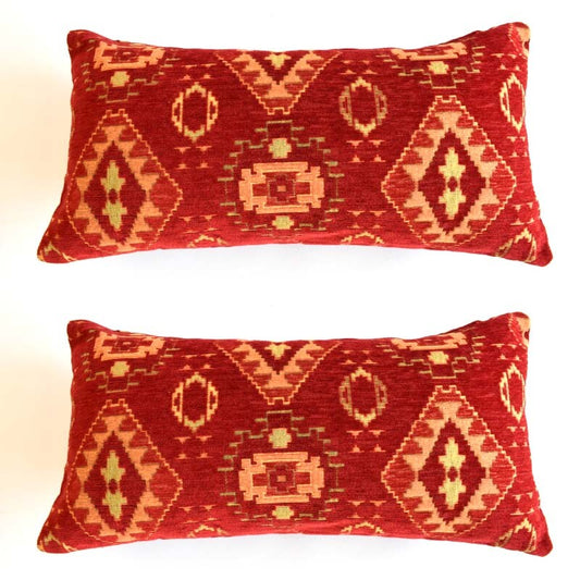 2 pcs/set Kilim Design Fabric Pillow Cover Handmade Ethnic Tribal Rustic Lumbar
