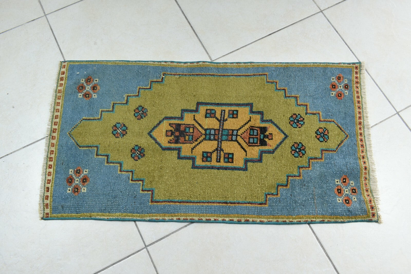 Turkish Runner 3.1x1.6 ft Runner Vintage Oushak Runner Small Faded Runner Y30