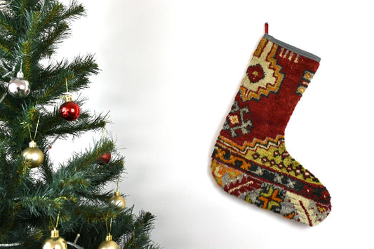 Kilim Christmas Stocking Vintage Rug Stocking Ethnic Decorative Xmas Socks S686