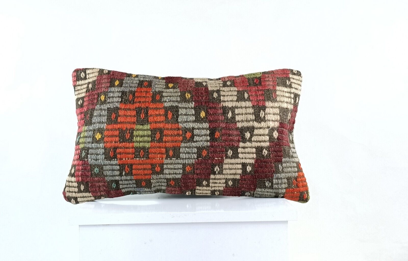 Kilim Pillow Cover 12x20 Turkish Handmade Sofa Couch Floor Lumbar Cushion E985