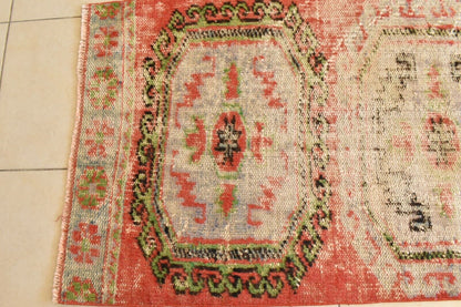 Distressed Oushak Rug 2.6x10.9 ft Handwoven Traditional Long Vintage Runner C38