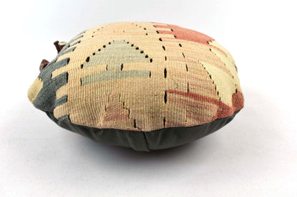 Kilim Round Pillow Cover 18" in Tribal Vintage Turkish Carpet Round Cushion 4937