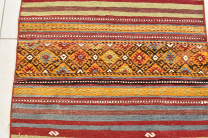 Handwoven Oushak Kilim Runner 2.3 x 8.7 ft  Hallway Corridor Kitchen Rug C29