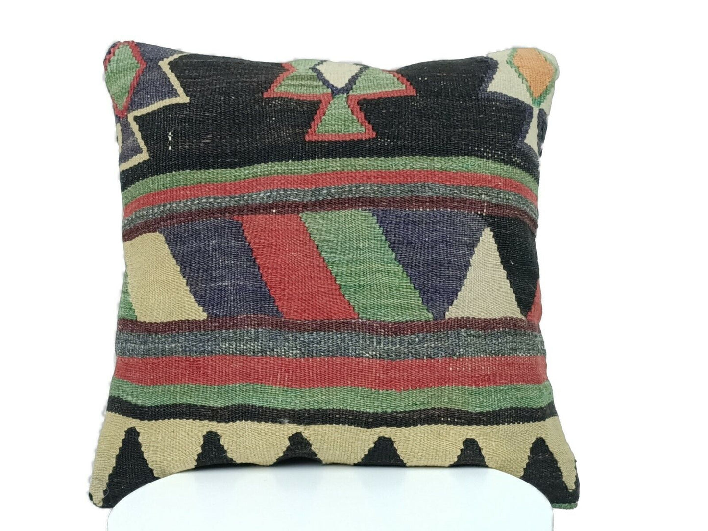 Kilim Pillow Cover 18x18 Anatolian Handmade Traditional Ottoman Cushion  A387