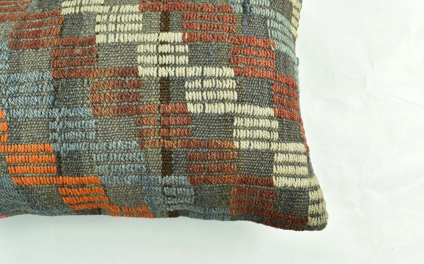 Kilim Pillow Cover 12x20 Turkish Handmade Vintage Couch Lumbar Cushion  A1854