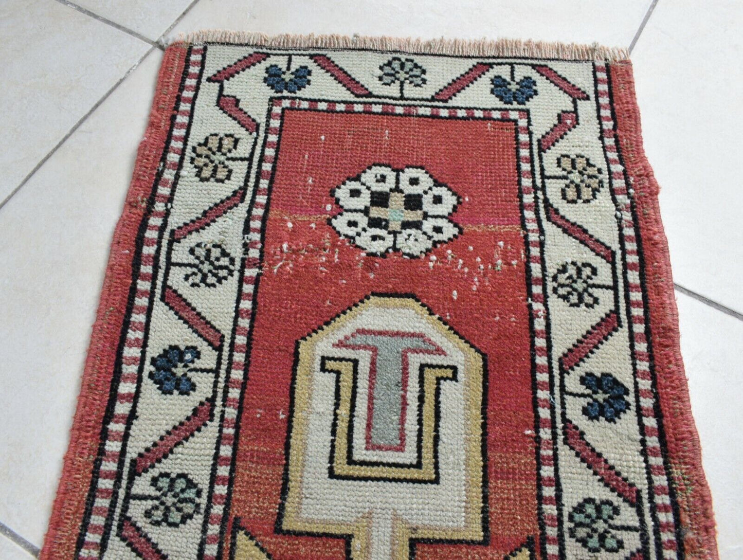 3.6x1.5 ft Anatolian Runner Small Vintage Rug Oushak Runner Mini Turkish Rug Y84