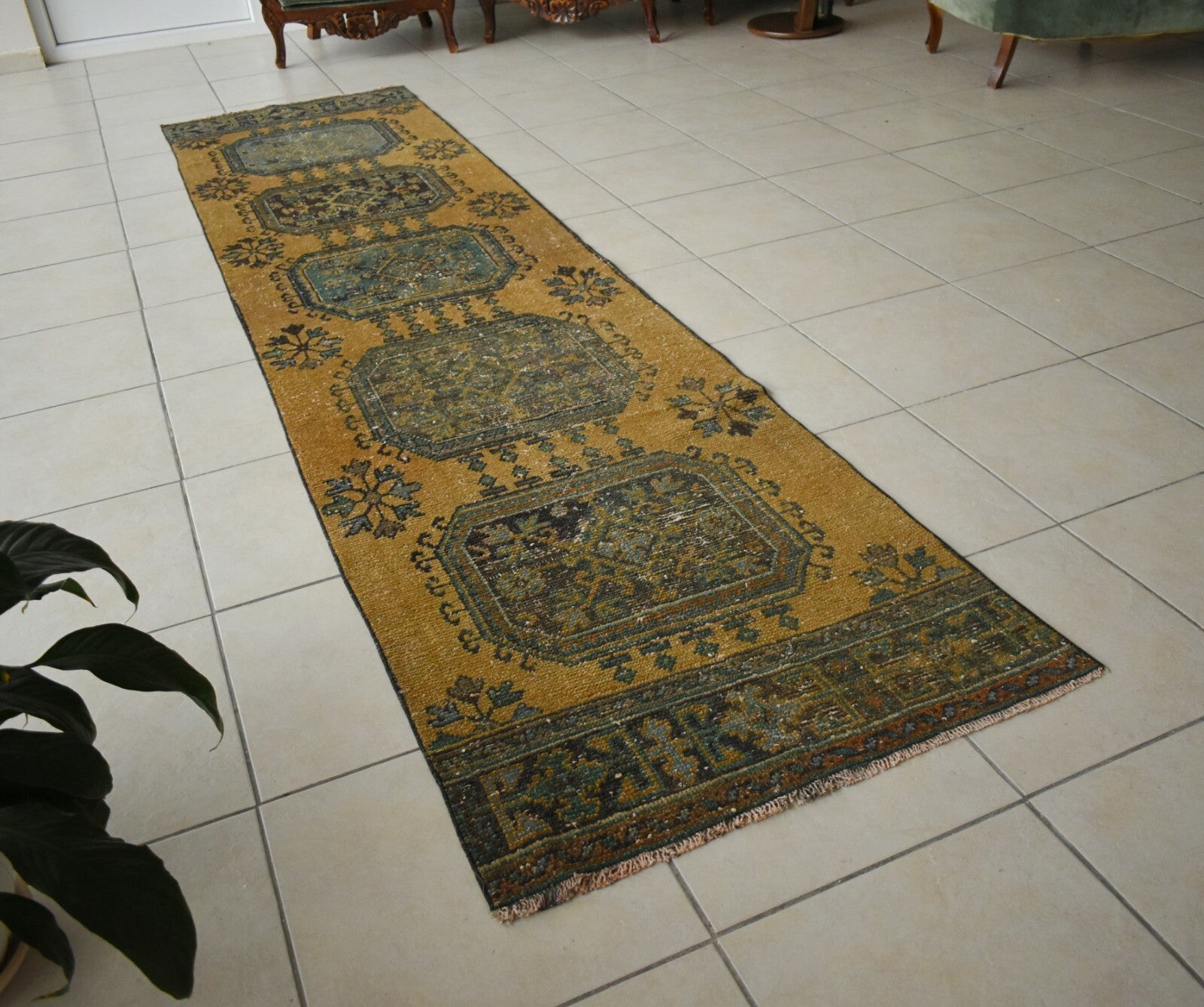 Long Turkish Runner 11.8x2.8 ft Vintage Runner Hallway Runner Handwoven Rug R34