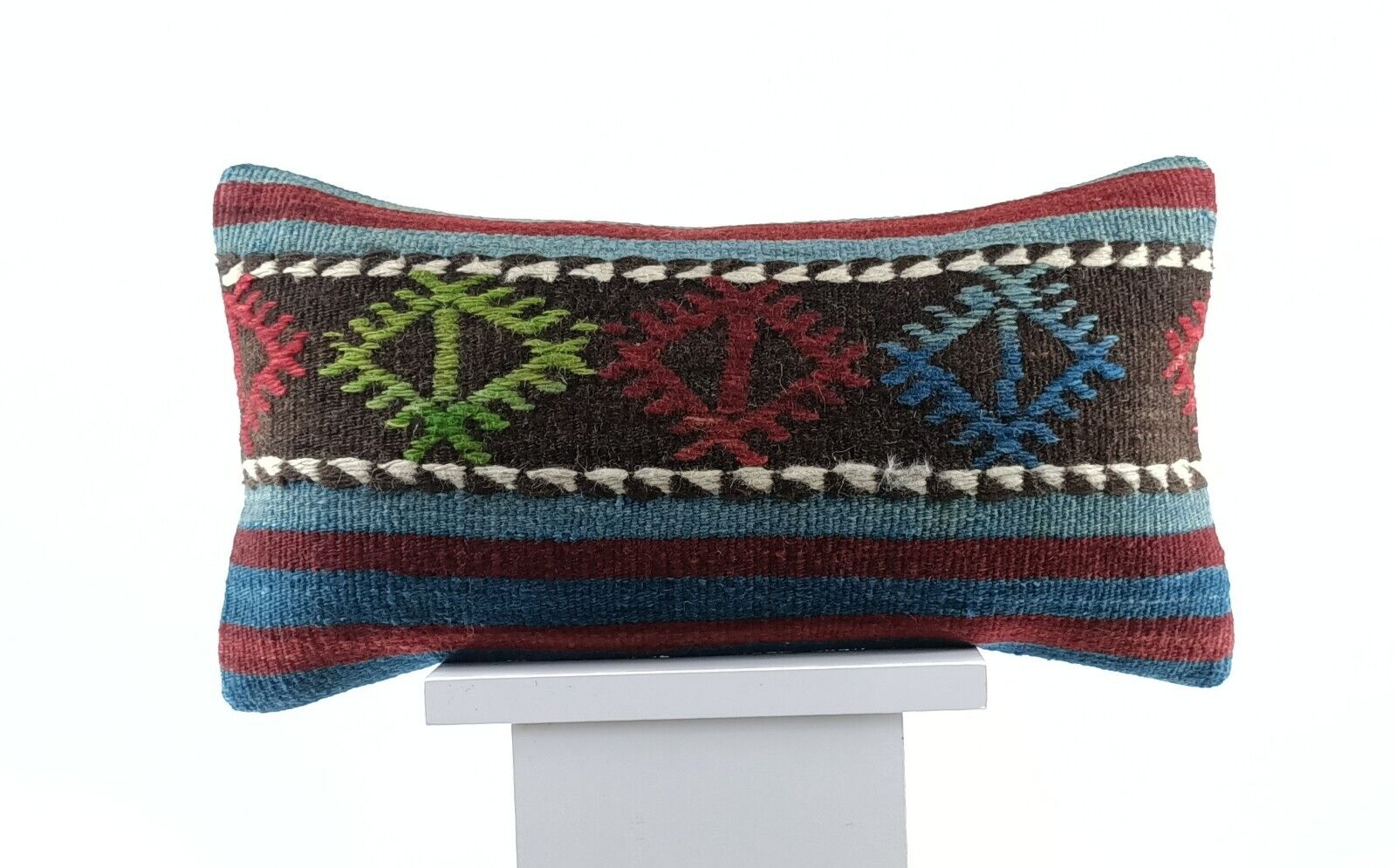 Oushak Pillow Cover 8x16 Handmade Turkish Oriental Kilim Decorative Lumbar E749