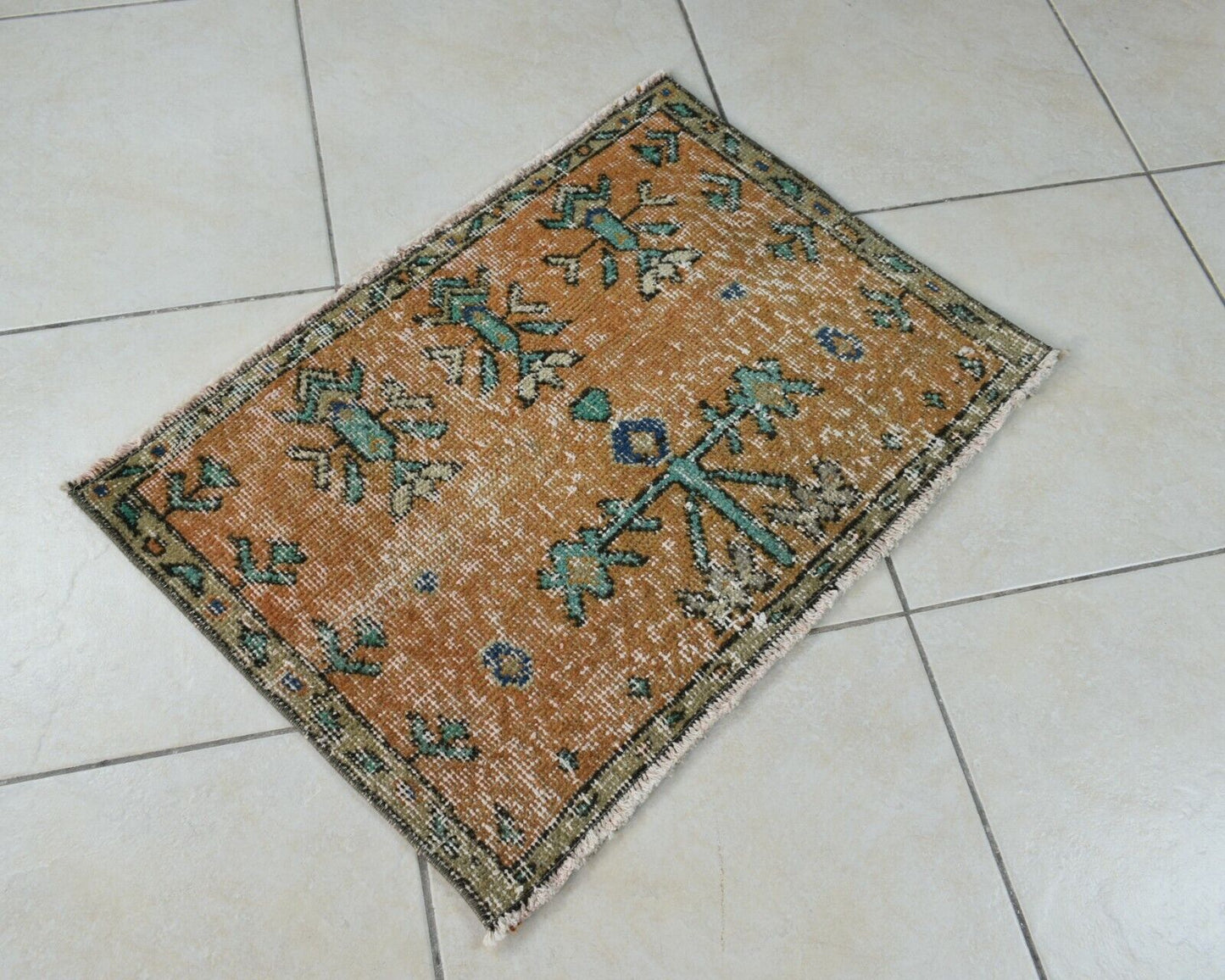 Turkish Runner 2.3x1.6 ft Mini Anatolian Rug Vintage Runner Turkish Runner Y105