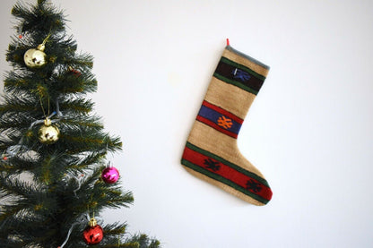 Rug Christmas Socks, Christmas Decoration, Kilim Christmas Stocking, S73