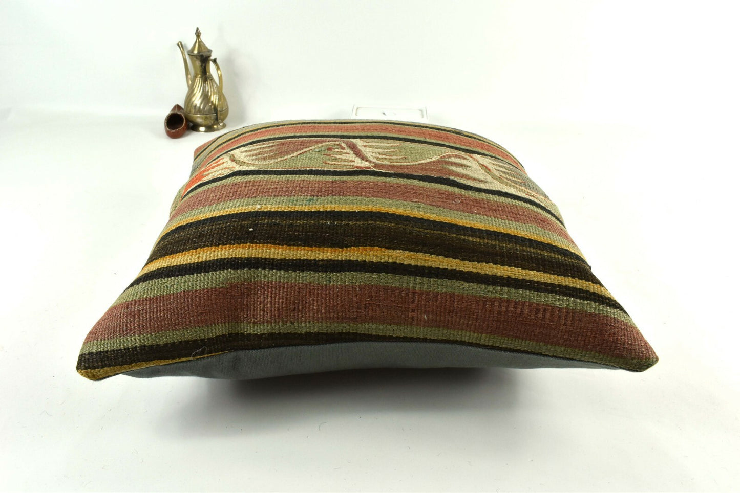 Kilim Pillow Cover 18x18 Handmade Turkish Ethnic Vintage Cushion A2216
