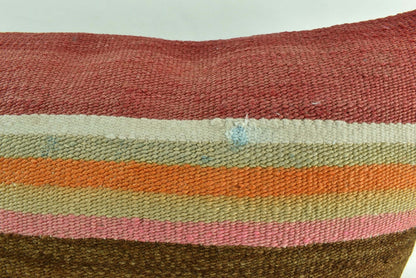 Kilim Pillow Cover 16x24 Tribal Vintage Turkish Carpet Lumbar Pillow Cover 3080