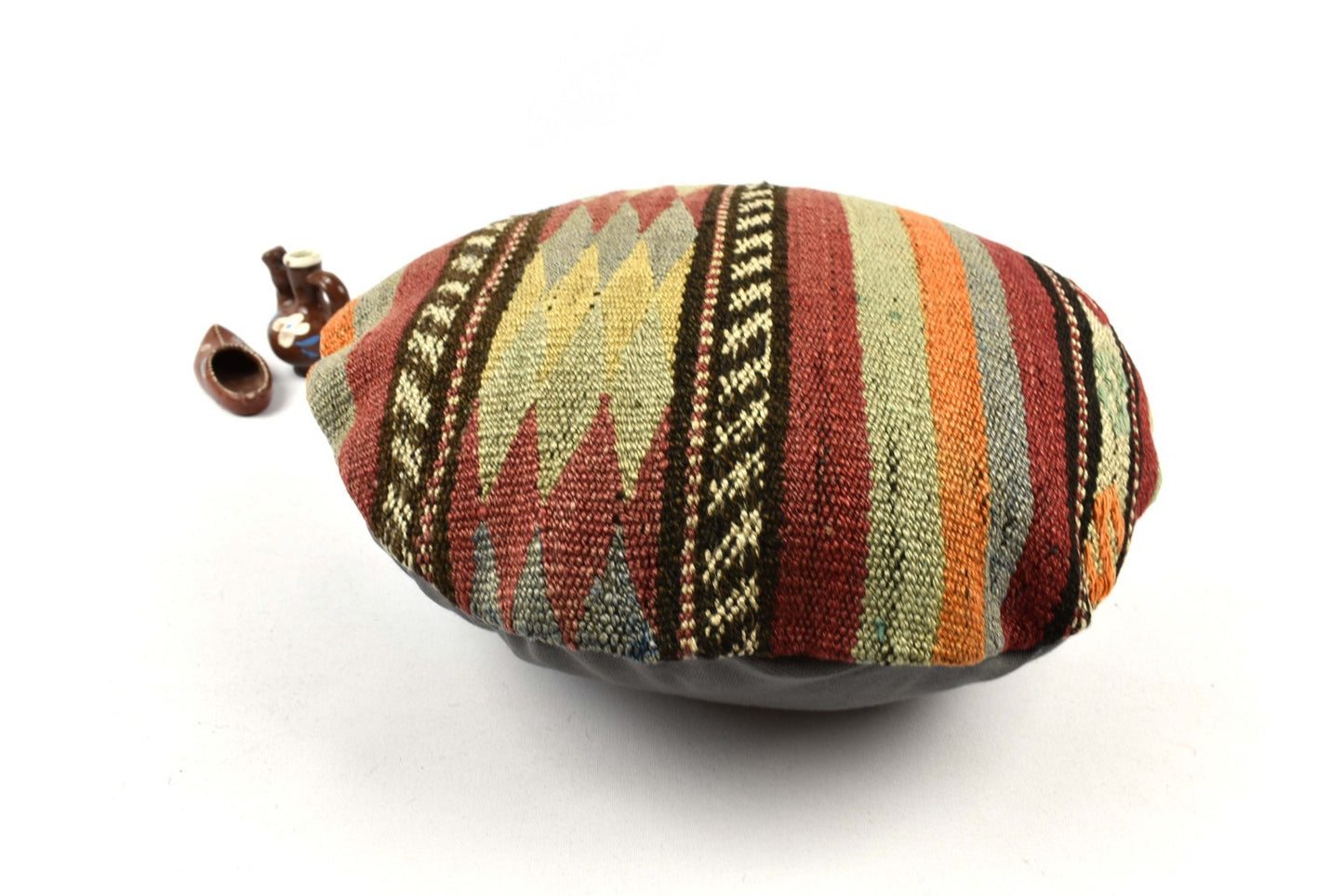 Kilim Round Pillow Cover 18" in Tribal Vintage Turkish Carpet Round Cushion 4952