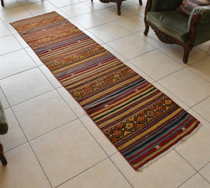 Handwoven Oushak Kilim Runner 2.3 x 8.7 ft  Hallway Corridor Kitchen Rug C29