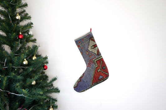 Kilim Christmas Stocking Vintage Rug Stocking Ethnic Decorative Xmas Socks S385