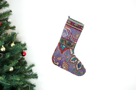 Kilim Christmas Stocking Vintage Rug Stocking Ethnic Decorative Xmas Socks S480