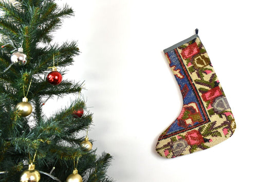 Kilim Christmas Stocking Vintage Rug Stocking Ethnic Decorative Xmas Socks S734