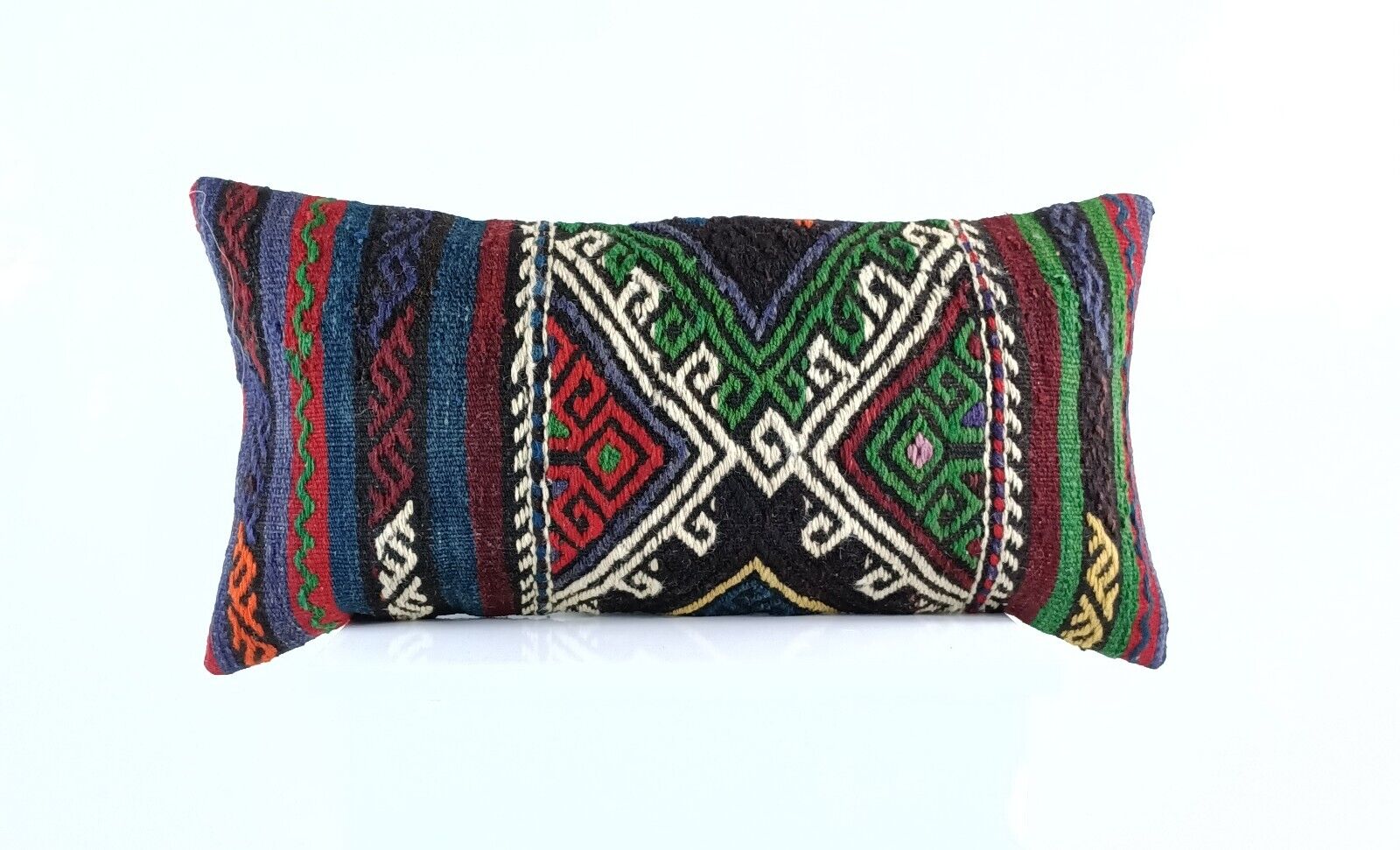 12x24 Kilim Lumbar Cushion Cover Turkish Tribal Vintage Ethnic Pillow E907