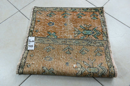 Turkish Runner 2.3x1.6 ft Mini Anatolian Rug Vintage Runner Turkish Runner Y105