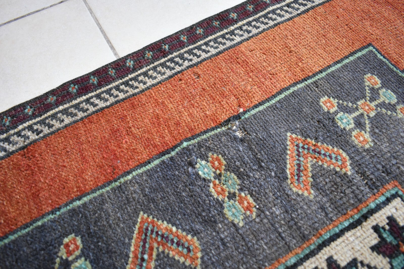 Small Turkish Runner 7.2x3.1 ft Vintage Runner Hallway Runner Handwoven Rug R45
