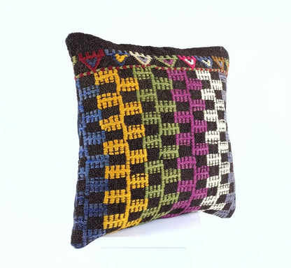 Turkish Handmade Kilim Pillow Cover 16x16 Home Decorative Wool Throw Lumbar A627