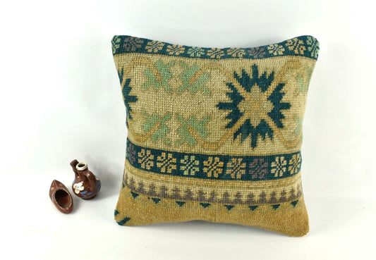 16x16 Oushak Rug Pillow Cover Decorative Handmade Vintage Cushion Cover A2561