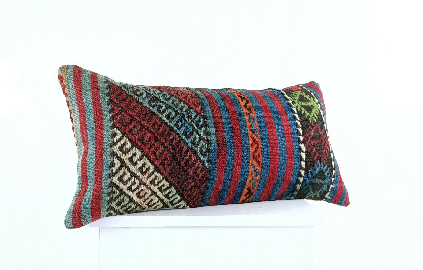 12x24 Kilim Pillow Cover Handmade Decorative Sofa Couch Floor Wool Lumbar E923