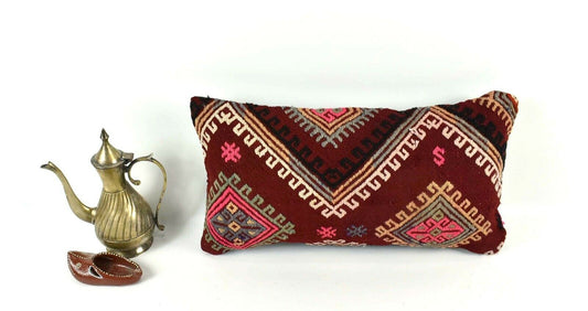 Kilim Pillow Cover 8x16 in Vintage Home Decorative Ethnic Lumbar Case A1975