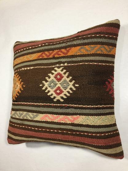 18"x18" Kilim Pillow Cover  Handmade Turkish Vintage Cushion Tribal Lumbar 664