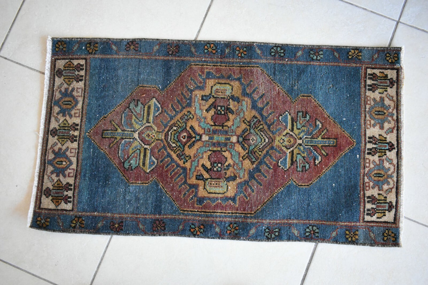 Anatolian Runner 2.6x1.4 ft Vintage Turkish Runner Oushak Runner Rug Y16