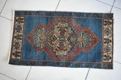 Anatolian Runner 2.6x1.4 ft Vintage Turkish Runner Oushak Runner Rug Y16